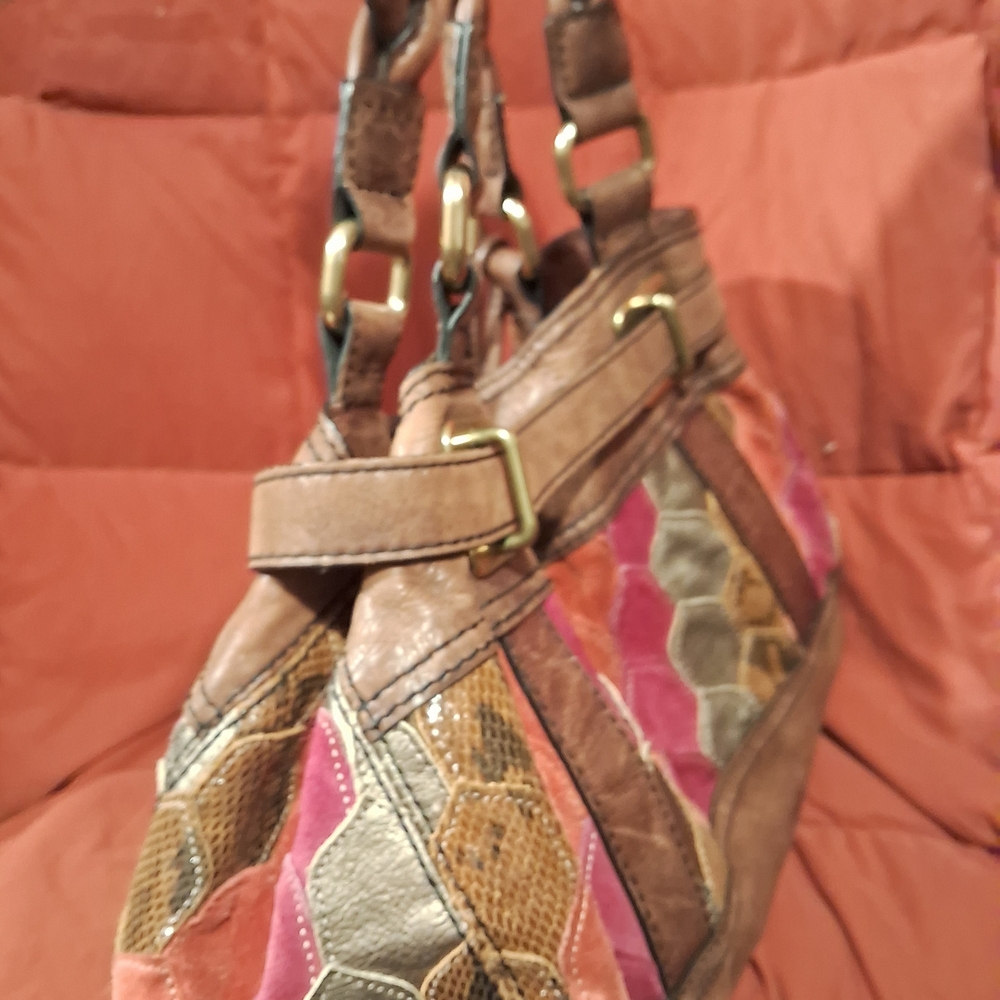 Fossil Multicolor Patchwork Satchel - image 11